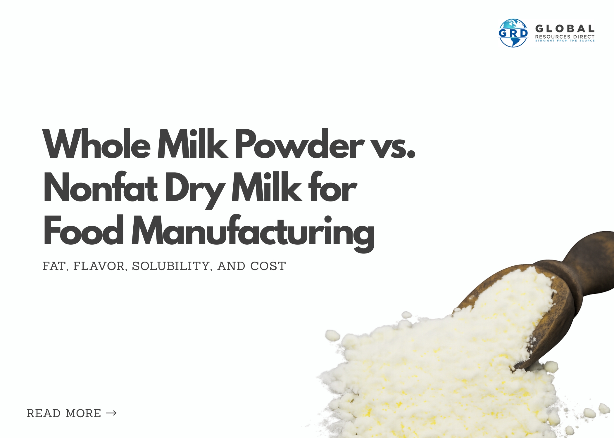 Whole Milk Powder vs. Nonfat Dry Milk for Food Manufacturing: Fat, Flavor, Solubility, and Cost